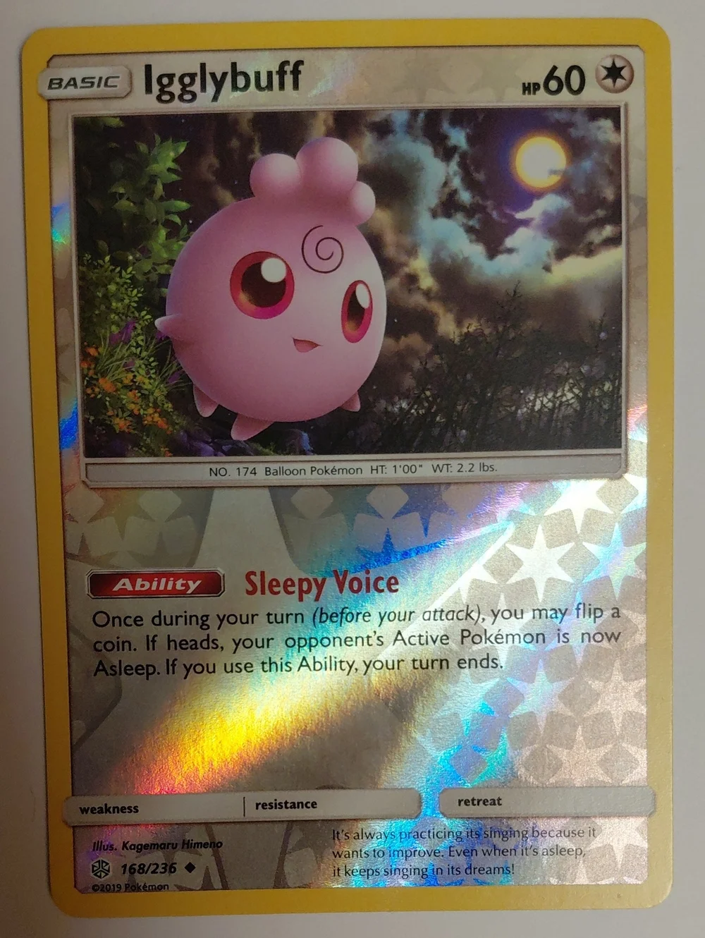 Iggly Buff - Reverse Holo Pokemon Card - Sun And Moon Cosmic Eclipse